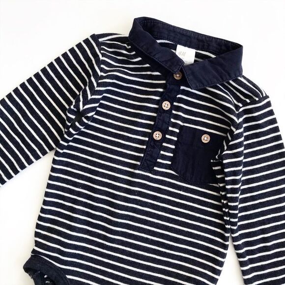 H&M stripe ribbed diaper shirt EUC 12-18 months - Picture 3 of 4